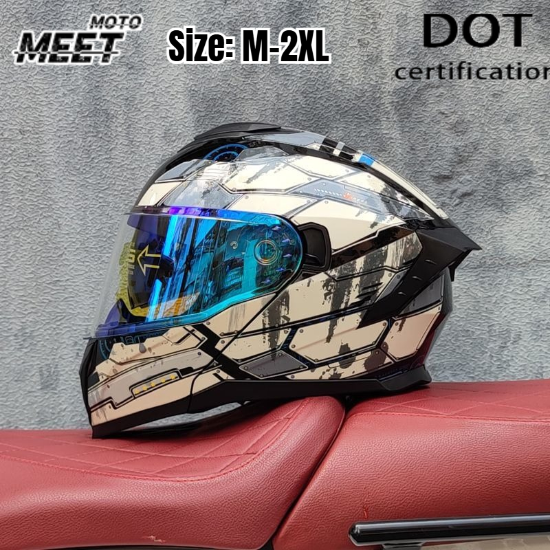 Dual Visor Motorcycle Racing Helmet - Helm Motor Balap Full Face Unisex,
