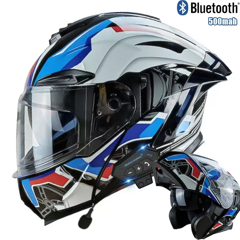 Helm sepeda motor Flip up, pel - Full Face Motorcycle Helmet With Bluetooth ulasan dan harga